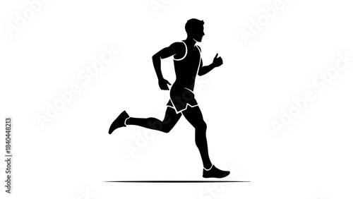 Athletic Male Runner Silhouette in Motion Representing Fitness and Speed