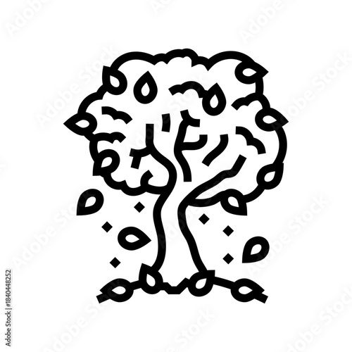 tree sick yellow leaves line icon vector illustration