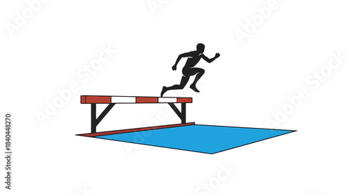 Athlete Leaping Over Hurdles for Victory Track and Field Competition Graphic