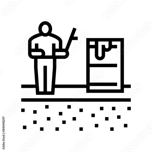 children playing near hazardous soil line icon vector illustration