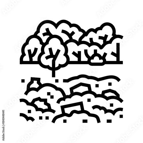 industrial dump site forest line icon vector illustration