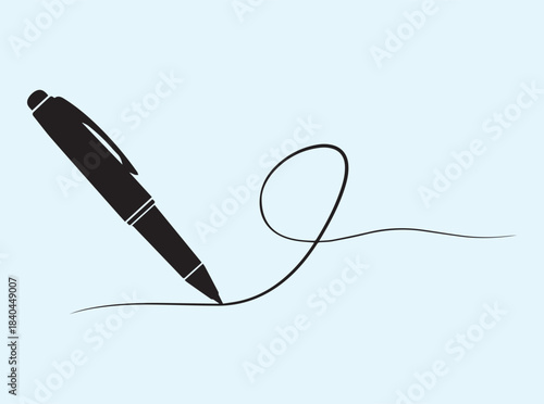 Creative Ballpoint Pen Silhouette with Continuous Artistic Line

