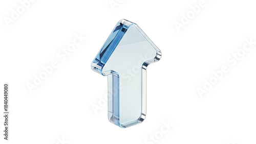 Glass Arrow Pointing Up on White Background