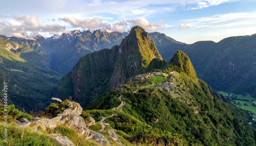 Naklejka premium Majestic Mountain Vista - A Scenic Landscape.