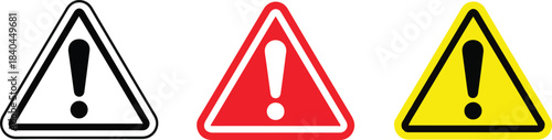 Warning, attention, caution sign set. warning danger icon. Caution alarm alert set, triangle warn sign , attention vector icon. warning danger icon. Warning sign with exclamation mark.