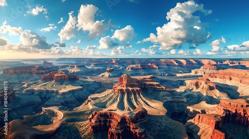 Majestic Canyon Landscape Under Bright Blue Sky in AI