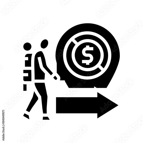 emigration due to economic hardship glyph icon vector illustration