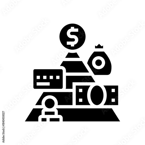 pyramid income levels glyph icon vector illustration