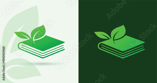 Foto Book leaf eco logo education reading library knowledge study learning green publ