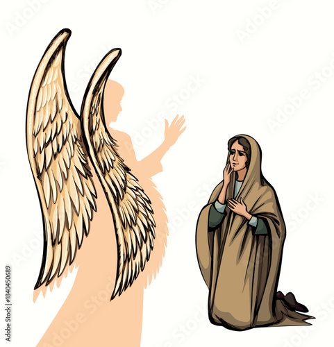 Vector illustration. The Angel Annunciation to Mary.