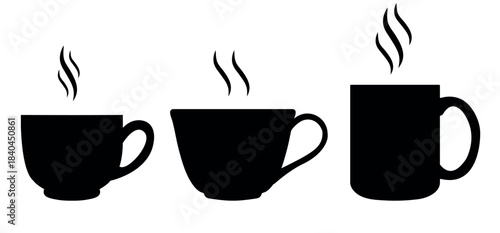 Tea cup icon set. Cups of tea collection. Hot drink icon. 