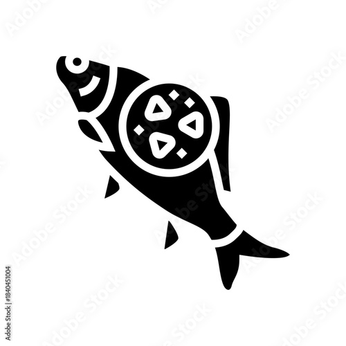 microplastics fish glyph icon vector illustration