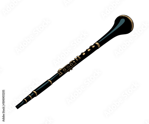 Vector line drawing of clarinet