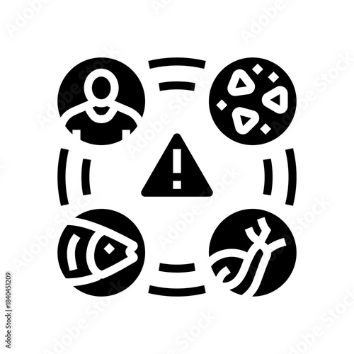 microplastic contamination food chain glyph icon vector illustration