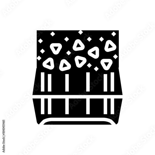 plastic packaging breaking into microplastics glyph icon vector illustration