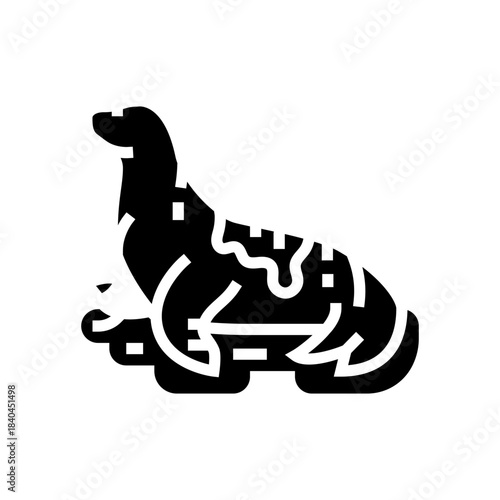 oil covered marine animal glyph icon vector illustration