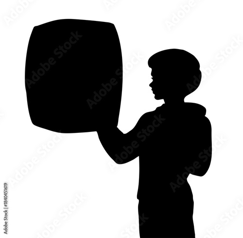 Vector drawing. Boy sends letter