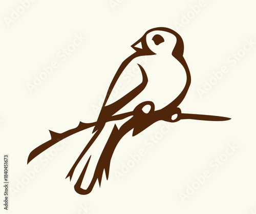 Vector drawing. Tit on white sky backdrop.