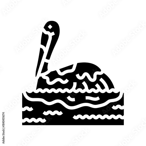 oiled bird glyph icon vector illustration