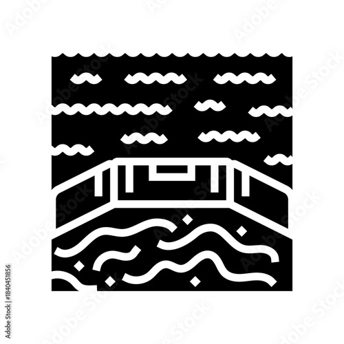 floating booms around an oil spill glyph icon vector illustration