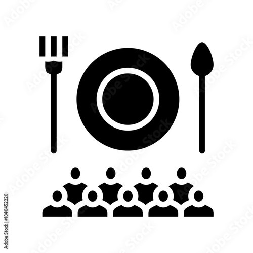 crowd waiting line for food glyph icon vector illustration