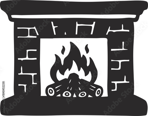Cozy Lit Fireplace vector Illustration