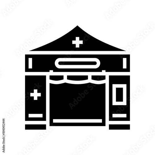 medical aid tent crisis zone glyph icon vector illustration
