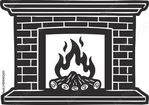 Cozy Lit Fireplace vector Illustration