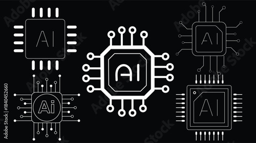 Vibrant blue glowing AI microchips symbolize cutting-edge artificial intelligence and future tech innovation.