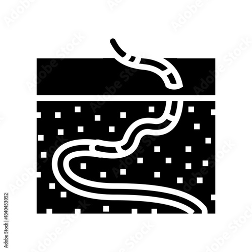 worms escaping from toxic ground glyph icon vector illustration