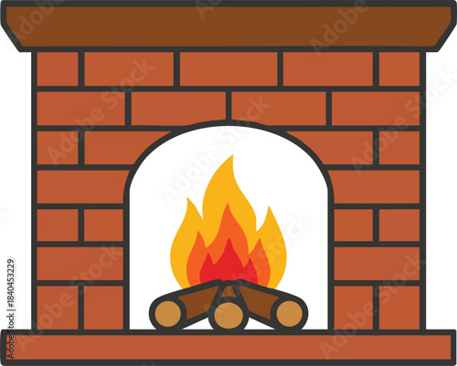 Cozy Lit Fireplace vector Illustration