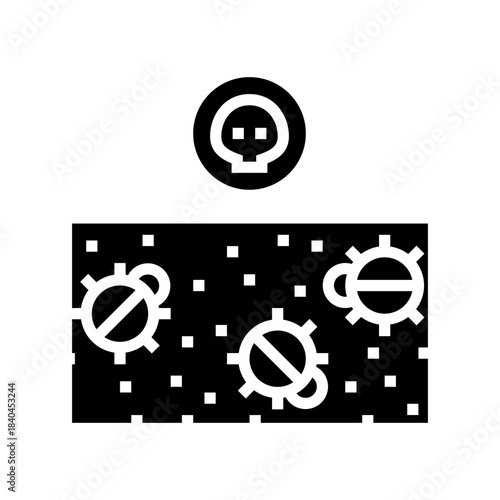 dead insects on soil surface glyph icon vector illustration