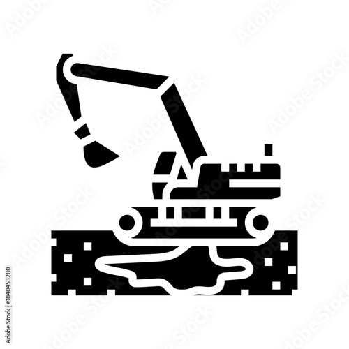heavy machinery spilling oil glyph icon vector illustration