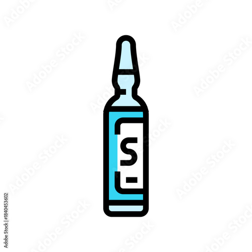steroid ampoule label color icon vector illustration
