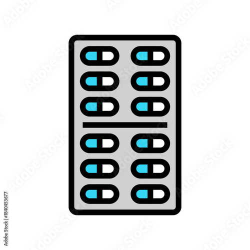 steroid capsule blister pack color icon vector illustration