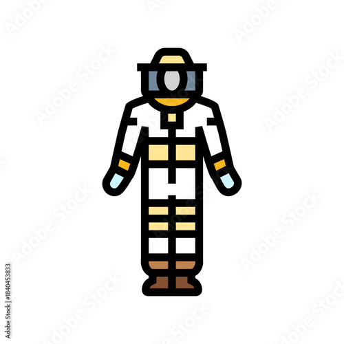 beekeeper protective suit and veil color icon vector illustration
