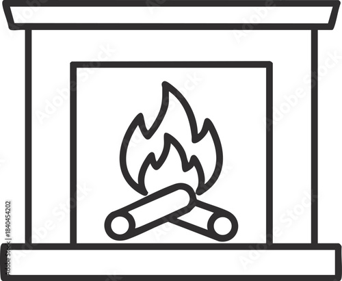 Cozy Lit Fireplace vector Illustration