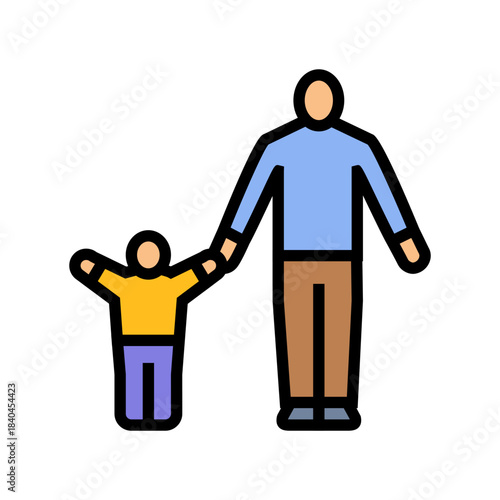 stay at home parent child color icon vector illustration
