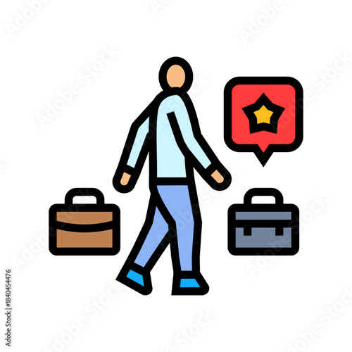 worker career transition color icon vector illustration
