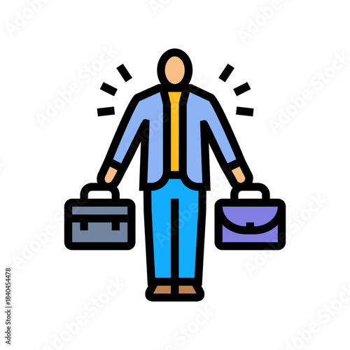 dual job worker color icon vector illustration