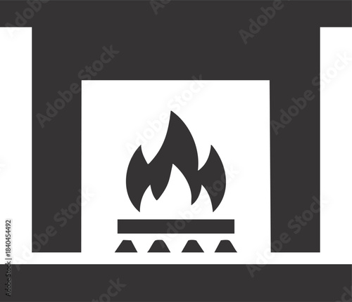 Cozy Lit Fireplace vector Illustration