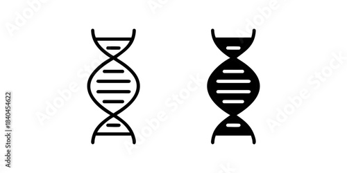 DNA Helix outline and pictogram icon set for Genetics Science Research Biology Molecular Design, dna, helix, genetics, science, and research.