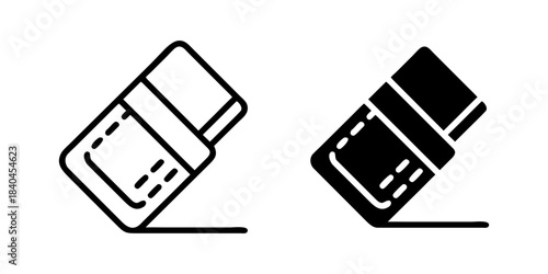 Eraser outline and pictogram icon set for Drawing Editing Design Correction Tool Illustration, eraser, edit, correction, drawing, and design.
