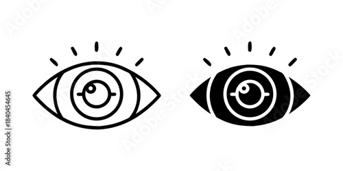 Eye Vision outline and pictogram icon set for Optical Health Care Sight Monitoring Design, eye, vision, sight, optical, health, and healthcare.