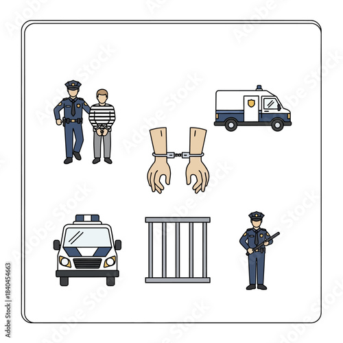 Law Enforcement and Justice System Icons.