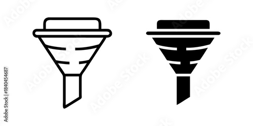 Filter Funnel outline and pictogram icon set for Data Sorting Analysis Processing System Design, filter, funnel, data, sorting, and analysis.