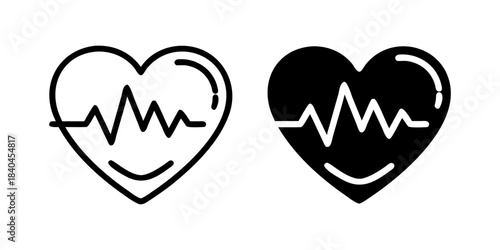 Heart Health Medical outline and pictogram icon set for Wellness Cardio Fitness Care Design, heart, health, medical, and wellness.