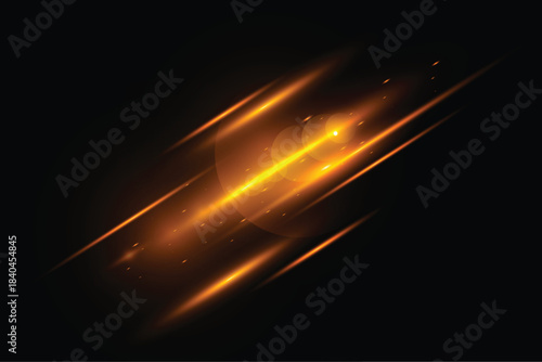 Golden transparent light lens flares streaks