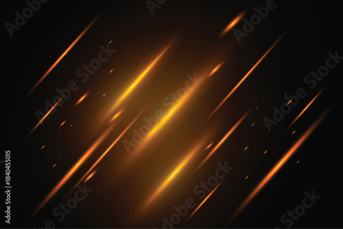Golden transparent light lens flares streaks