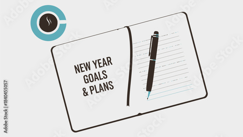 Planning New Year goals and aspirations with a pen on a notebook